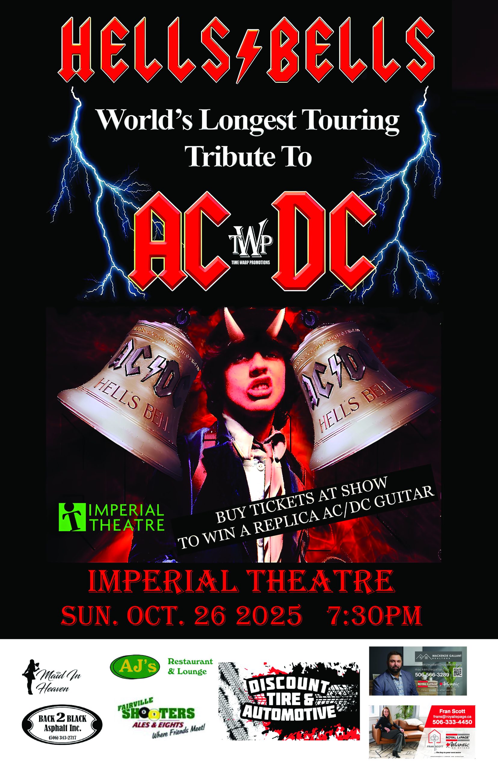 Hells Bells ACDC Experience! Sunday Oct 26,2025 Imperial Theatre Saint John NB