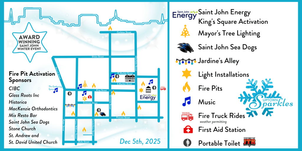 Uptown sparkles 2025 in Saint John, New Brunswick map